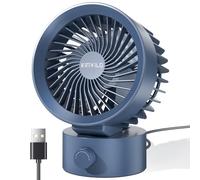 KinYiLO USB Desk Fan Small Quiet, Stepless Speed Control Mini Fans for Home Office Dorm Desktop, Portable Travel Ultra Quiet Personal Cooling, Plug In USB Powered for Laptop PC Car, Blue