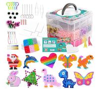 Kinyoda Fuse Beads Craft Kit for Kids, 10800PCS 5MM Beads Set, Iron Melting Beads Craft Kit with Pegboards,Ironing Paper and Chain Accessories, Arts and Crafts Set for Kids Boys Girls Creative Gift
