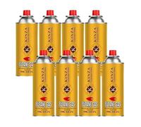 KINZA COLLECTION 8 Butane Gas Cans for Portable Camping | Cooker, BBQ Grill, Blowtorch & Chef Torch, EN417 Bayonet Cartridge Fuel Bottle