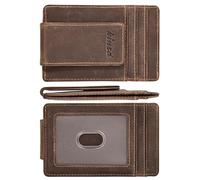 kinzd Money Clip, Front Pocket Wallet, Leather RFID Blocking Strong Magnet Thin Wallet, Dark Brown_Crazy Horse Leather, One Size, Crazy Horse Leather
