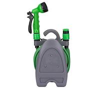Kinzo Flexible Garden Hose 10 m - Includes Accessories and Garden Hose Holder - Nozzle with 7 Spray Modes - Plastic - Green/Grey