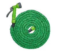 Kinzo Flexible Garden Hose 15m - Includes Hose Attachment - Flexible Hose with 7 Spray Positions - Plastic - Green/Grey