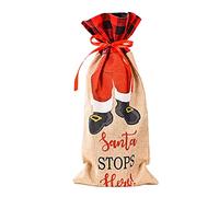 Kioball Christmas Wine Bottle Covers, Santa Claus Climbs Red Wine Bottle for Xmas Table Home Decorations, B
