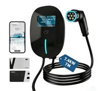 KioGro 7.4kW EV Charger Type 2, 6-32A Electric Car Charger with 7M Cable & 4.3" LCD, WiFi/Bluetooth/RFID & APP Control, Single Phase, IP65 Waterproof for EVs & PHEVs
