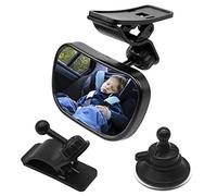 Kioiner Baby Car Mirror, 360° Rear View, Adjustable, Expand Horizons, Shatter Resistant, Windshield & Visor Mount, Universal Fit, 5.5 x 9 cm