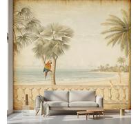 Kioldoq Animal Tree Wallpaper 100x70 cm, Parrot Bird Peel and Stick Wallpaper, Sea Botanical Mural for Living Room, Wall Mural Waterproof Vinyl Wrap Furniture Kitchen