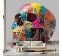 Kioldoq Colorful Skeleton Wall Murals 500x300 cm, Ink Splash Wallpaper Bedroom, Graffiti Skull Self - Adhesive Removable Large Photo Wallpaper for Living Room, Bathroom, Dining Room