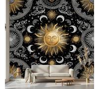 Kioldoq Galaxy Sun Wall Mural, Celestial Bodies Mural Large, Astrology Moon Wallpaper Non-Woven Water Proof for Wallpaper Non-Woven Water Proof Living Room Kitchen Home Decoration 360 x 250 cm