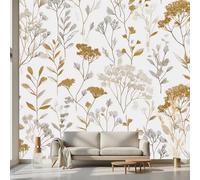 Kioldoq Leaves Botanical Wall Mural, Wild Plant Wallpaper 250 x 175 cm, Leaf Modern Non-Woven Wall Mural Home Decoration, Wallpaper for Living Room Bedroom