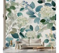 Kioldoq Leaves Hydrangea Wall Mural Decoration, Leaf Floral Wallpaper Peel and Stick, Flower Botanical Mural for Living Room, Wallpaper Vinyl Waterproof Kitchen Bedroom 150x105 cm
