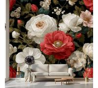 Kioldoq Peony Flower Wall Murals 450x315 cm, Botanical Wallpaper Bedroom, Floral Plant Self - Adhesive Removable Large Photo Wallpaper for Living Room, Bathroom, Dining Room