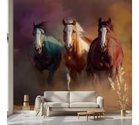 Kioldoq Running Horse Wallpaper 350x256 cm, Animal Horse Mural, Farmhouse Self-Adhesive Mural Removable Wall Sticker for Bedroom Living Room Kitchen Wall Decor
