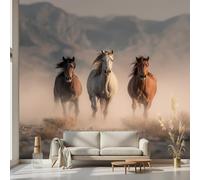 Kioldoq Running Horse Wallpaper Peel and Stick, Animal Horse Wall Murals 300x210 cm, Farmhouse Mural Removable Self-Adhesive for Bedrooms Living Rooms Kitchen Home Decoration