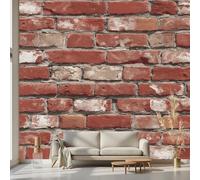 Kioldoq Stone Brick Wallpaper 350x256 cm, BrickWall Mural, Red Artistic Self-Adhesive Mural Removable Wall Sticker for Bedroom Living Room Kitchen Wall Decor