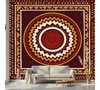 Kioldoq Vortex Geometry Round Wallpaper 350x256 cm, Native American Mural, Aztec Tribal Self-Adhesive Mural Removable Wall Sticker for Bedroom Living Room Kitchen Wall Decor