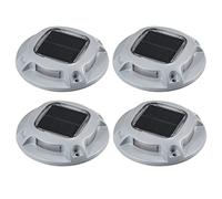 Kiommi Solar Powered 8LED Ground Driveway Deck Lamps IP68 Waterproof Built-in Rechargeable Cell Switchable Light Constant Bright Mode for Outdoor Patio Garden Yard Street - 4PCS