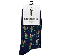 KIOMY Sock with Frustrated Golfer Design, Funny Golf Socks for Men, 1 Pair per Pack - Size 8-13, Navy Blue-orange, 6.5-13 UK