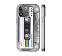 KIOMY 【Upgraded【3D Version】 Case for iPhone 14 Pro, 3D Effect Silver with Cassette Tape Design, Music Classic Retro 80’s Type IMD Laser Shockproof Silicone Protective Phone Cover Cool