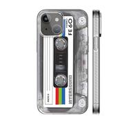 KIOMY 【Upgraded】 【3D Version】 Case for iPhone 15, 3D Effect Silver with Cassette Tape Design, Music Classic Retro 80’s Type IMD Laser Shockproof Silicone Protective Phone Cover Cool