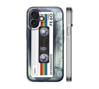 KIOMY 【Upgraded】【3D Version】 Case for iPhone 16, 3D Effect Silver with Cassette Tape Design, Music Classic Retro 80’s Type IMD Laser Shockproof Silicone Protective Phone Cover Cool