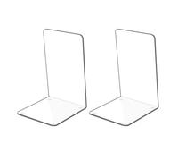 Kioneer 1 Pairs Acrylic Bookends Clear Book Ends for shelves, Plastic Non-slip Bookend Bedroom Library Office School and Desktop Organizer