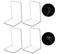 Kioneer 2 pairs Acrylic Bookends Clear Book ends for shelves,Plastic Non-Slip Bookend Bedroom Library Office School and Desktop Organizer