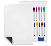 Kioneer 2 Pcs A4 Magnetic Whiteboard for Fridge, Small Magnetic Dry Erase Whiteboard Sheets, Includes 7 Colored Pens, 3 Black Pens,1 Eraser,Small Magnetic Fridge Message Boards, Reminder Stickers