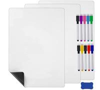 Kioneer 3 Pcs A4 Magnetic Whiteboard for Fridge, Small Magnetic Dry Erase Whiteboard Sheets, Includes 10 Pens, 1 Eraser, Small Magnetic Fridge Message Boards, Reminder Stickers