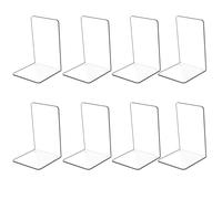 Kioneer 4 Pairs Acrylic Bookends Clear Book Ends for shelves, Plastic Non-slip Bookend Bedroom Library Office School and Desktop Organizer