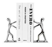 Kioneer Heavy Duty Stainless Steel Kung Fu Man Bookends, Large Book end | Nonskid Humanoid Bookends, For Shelves, Hold Books Securely, Home Office Decor,Decorative Bookend