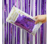 Kioneer Metallic Tinsel Curtains Purple 5 Packs 3 ft x 10 ft Foil Fringe Curtains for Photo Backdrop Door Wall Hanging Window Curtain Party Offiice Decoration
