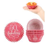 Kiopdse 50th Birthday Cupcake Cases,100pcs Muffin Cases,Cupcake Wrappers,Paper Cupcake Liners,Paper Muffin Cupcake Liners,Muffin Baking Cups,Paper Baking Cups,Cupcake Papers,Standard Size 2x1.25inch