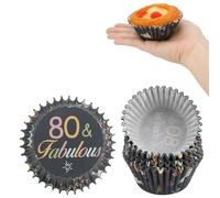 Kiopdse 80th Birthday Cupcake Cases,100pcs Muffin Cases,Cupcake Wrappers,Paper Cupcake Liners,Paper Muffin Cupcake Liners,Muffin Baking Cups,Paper Baking Cups,Cupcake Papers,Standard Size 2x1.25inch