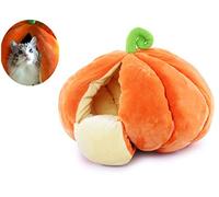 KIOPS Pumpkin Cave Cat Bed | Cozy Enclosed Dog Bed | Machine-Washable Pet Bed for Anxious and Nervous Dog | Suitable for Small Breed Dogs or Cats (PUMPKIN)