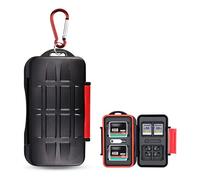Kiorafoto 28 Slots SD Card Holder, Professional Water-Resistant Anti-Lost | SD Memory Card Case Wallet Storage Holder for 4 CF 8 SD 16 Micro SD Cards with Carabiner & Removal Eject Pin Key