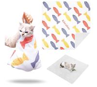 Kiorafoto 35.4" Extra Large Cat Wrap for Cutting NailsSelf-Stick Cat Grooming Wrap for Adult Cat & Small Dog, Anti-Scratch Cat Restraint