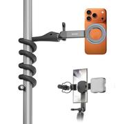 Kiorafoto Extendable Magnetic Flexible Phone Mount for iPhone 17 Pro Max, Bendable Phone Selfie Stick with Cold Shoe Phone Clamp for iPhone 17 16 15 14 Android Treadmill Car Stroller Bike