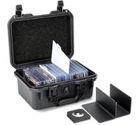 Kiorafoto Trading Sports Cards Case, IP67 Waterproof Graded Card Storage Hard Case for 100+ 3"x 4" 35pt TOPLOADER or 15+ 180pt ONE-TOUCH Magnetic Card Case with Two Mobile Dividers and Labels