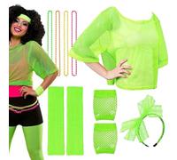 Kioriur 10 Piece Costume Accessories Set - 80s Girl Outfit, 80s Costume Outfit for Women | Retro Fancy Dress Accessories for Women Costume Set