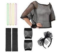 Kioriur 10 Piece Costume Accessories Set - 80s Girl Outfit, 80s Costume Outfit for Women | Retro Fancy Dress Accessories for Women Costume Set