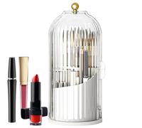 Kioriur Brush Holder with Lid | 360 Degree Rotation Makeup Brush Holder Organizer with Ceiling, Storage Cup for Van Office Bathroom Countertop, White., Se référer au descriptif, Refer to description