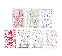 Kioriur Christmas Stick Face Jewels - 7 Sheet Carnival Glitter Decals - Bow Face Gems Stickers Body Jewelry Facial Christmas Tree Sparkly Jewel Paste for Carnival Festival Makeup