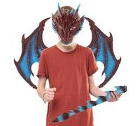 Kioriur Dragon Costume Set, Dragon Costume for - Dragon Wings Tail Face Cover Set - Unisex Dress Up Accessories for Costume Parties