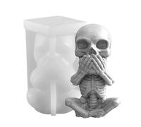 Kioriur Skeleton Candle Mould - Halloween Ornament Mould, Halloween Skull Candle Silicone Mould Does Not Listen Does Not See, Does Not Speak Covers Eyes Covers Mouth Covers Covers, C: Cover your mouth