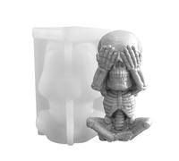 Kioriur Skeleton Candle Mould - Halloween Ornament Mould, Halloween Skull Candle Silicone Mould Does Not Listen Does Not See, Does Not Speak Covers Eyes Covers Mouth Covers Covers, B: Cover your eyes