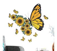 Kioriur Sunflower Fridge Sticker, Sunflower Wall Stickers - Yellow Flower Butterfly Art Wall Stickers - Wall Art Decoration