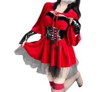Kioriur Women's Devil Costume - red Devils Halloween Dress, Devil Cosplay Uniform | 6pcs Halloween Spirit Women Girls Devil Costume, Devil Tail Demon Costume, Trending Fancy Dress for Cosplay Party