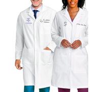 kioskbanks Personalised Lab Coat for Men Women Custom Medical Lab Coat Icon Name Photo Unisex Long Sleeve-L