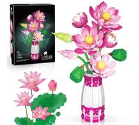 Kiothdre Lotus Flowers Buidling Set - Artificial Lotus Flower Bouquet for Adults Women Girls- Flower Botanical Collection Plant Kit for Home Decor & Display, Gifts for Mother‘s Day Birthday Valentines