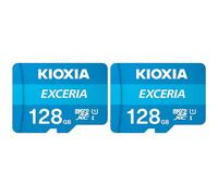 KIOXIA 128GB EXCERIA MicroSD Memory Card U1 Class 10 100MB/s Max Read Speed, Full HD Video Recording, Blue (Pack of 2)